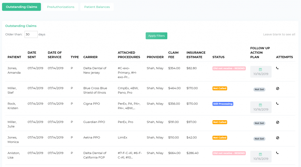 Tracking Open Dental Outstanding Claims with Follow-ups