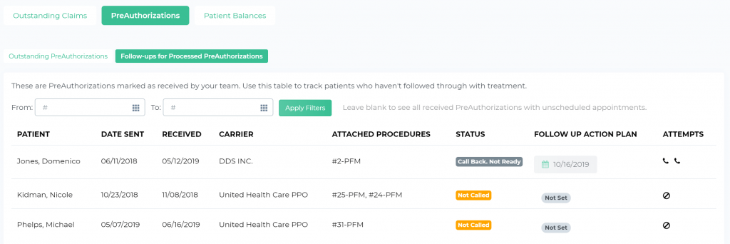 Open Dental Pre-Authorizations custom tracking