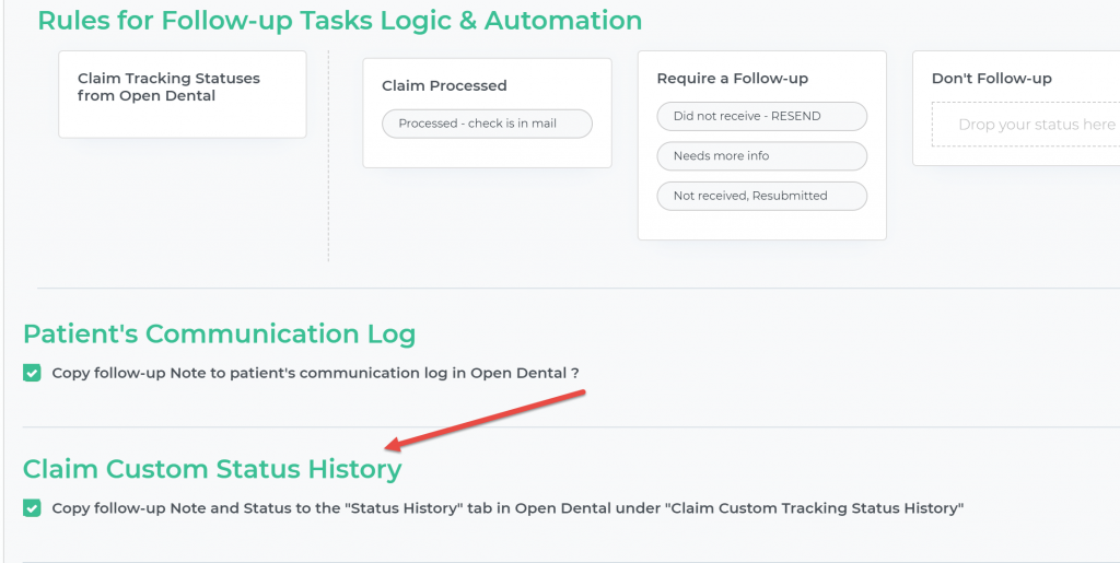 Open Dental Integration for Claim Status History with Teamio