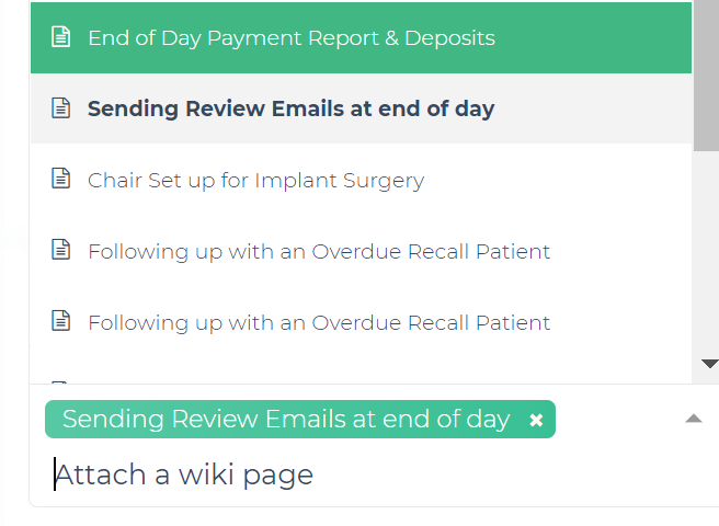 Wiki Pages for Tasks with Open Dental Integration