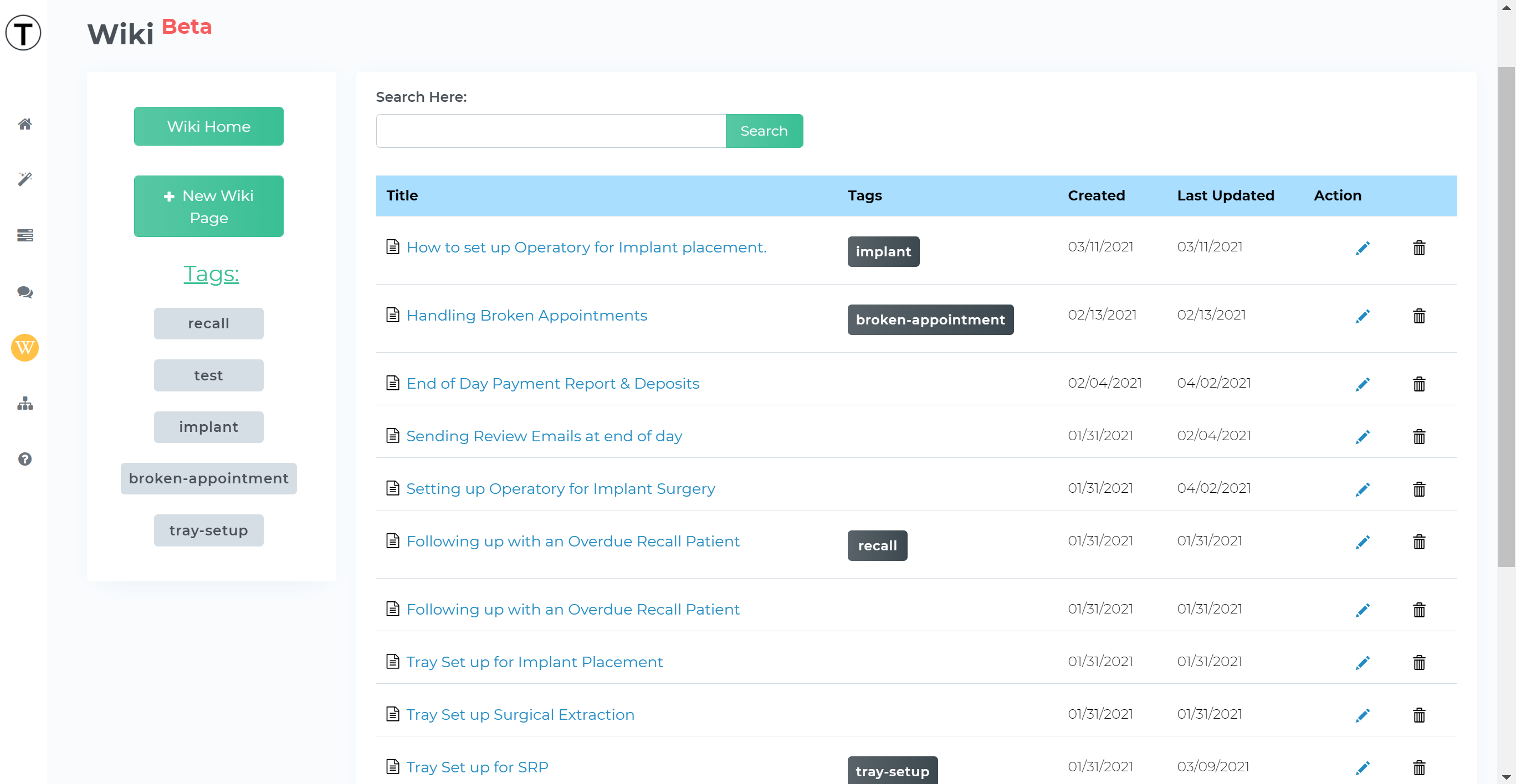 Wiki Pages - Dental digital training and SOPs manual